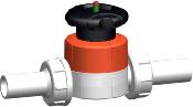 ROBINET A MEMBRANE TYPE 514 PVDF AVEC BOUT MALE POUR SOUDAGE B-A-B METRIQUE D20 FPM